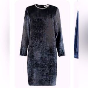 FABIANA FILIPPI Devoré Velvet Dress In Navy Blue NWOT
